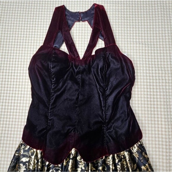 Scott McClintock Gradient Velvet Halter Black Gold Metallic Formal Evening Dress - Picture 7 of 16